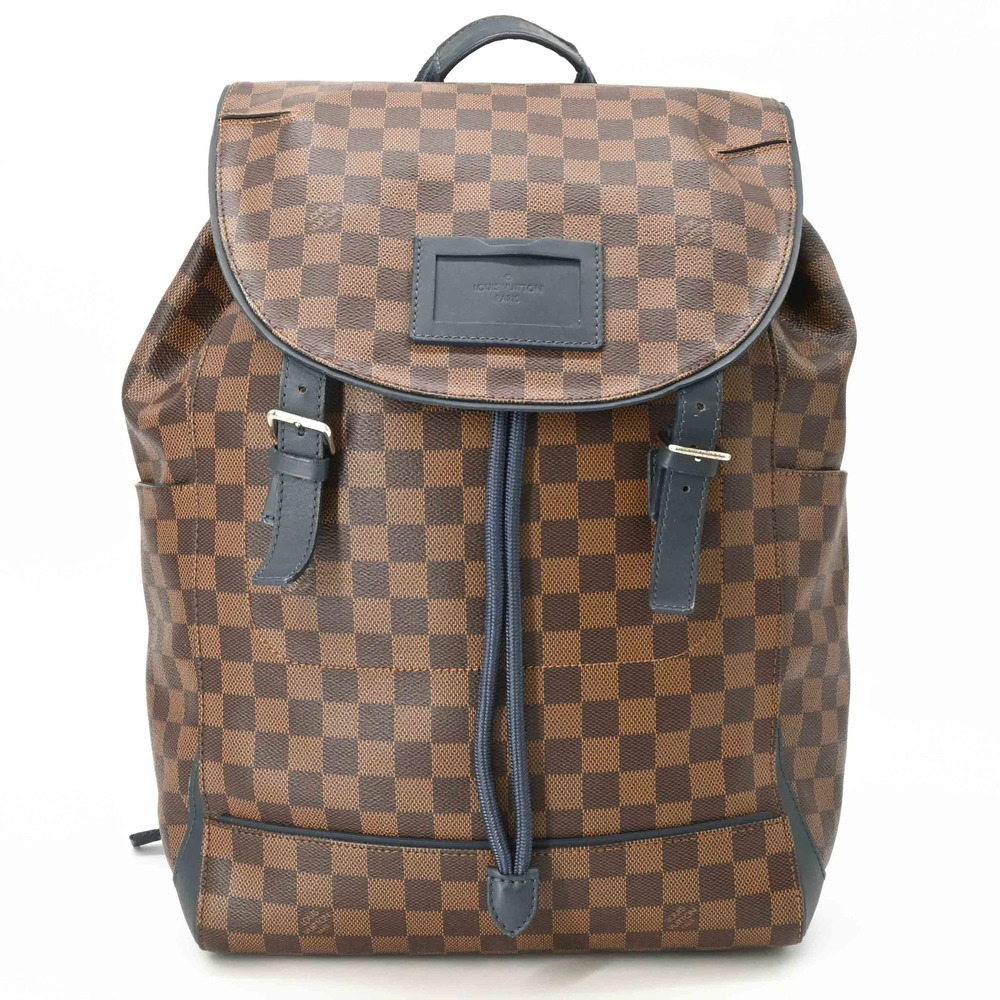 LOUIS VUITTON Damier Runner Backpack, Leather, Brown/Navy, N41377